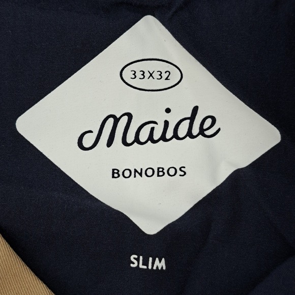 BONOBOS Maide Golf Mens 33x32 Slim Fit Chino Pants Tan Stretch Performance - Picture 7 of 13